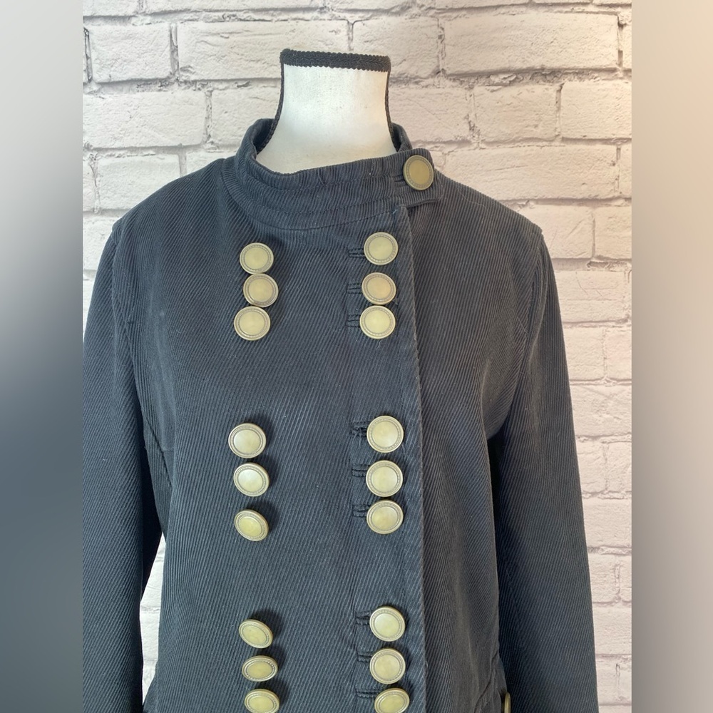 Marc Jacobs size Large Black Corduroy Coat Vintage Double Breasted Military EUC - Picture 2 of 13